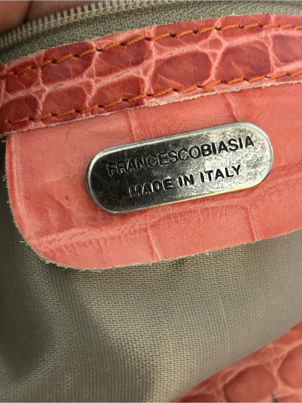 🌂Vintage Francescobiasia Croc-Embossed Hobo Bag in Burnt Orange - Picture 9 of 10